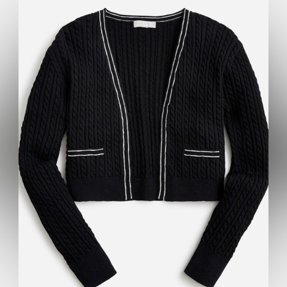 J. Crew Black and White Cardigan Sweater and matching crop tank
